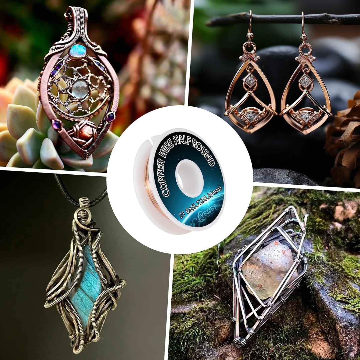 Bulk 21 Gauge Half Round Copper Wire - 3.0 oz (165 Feet) Artistic Wire for Metalworking & Architectural Detailing