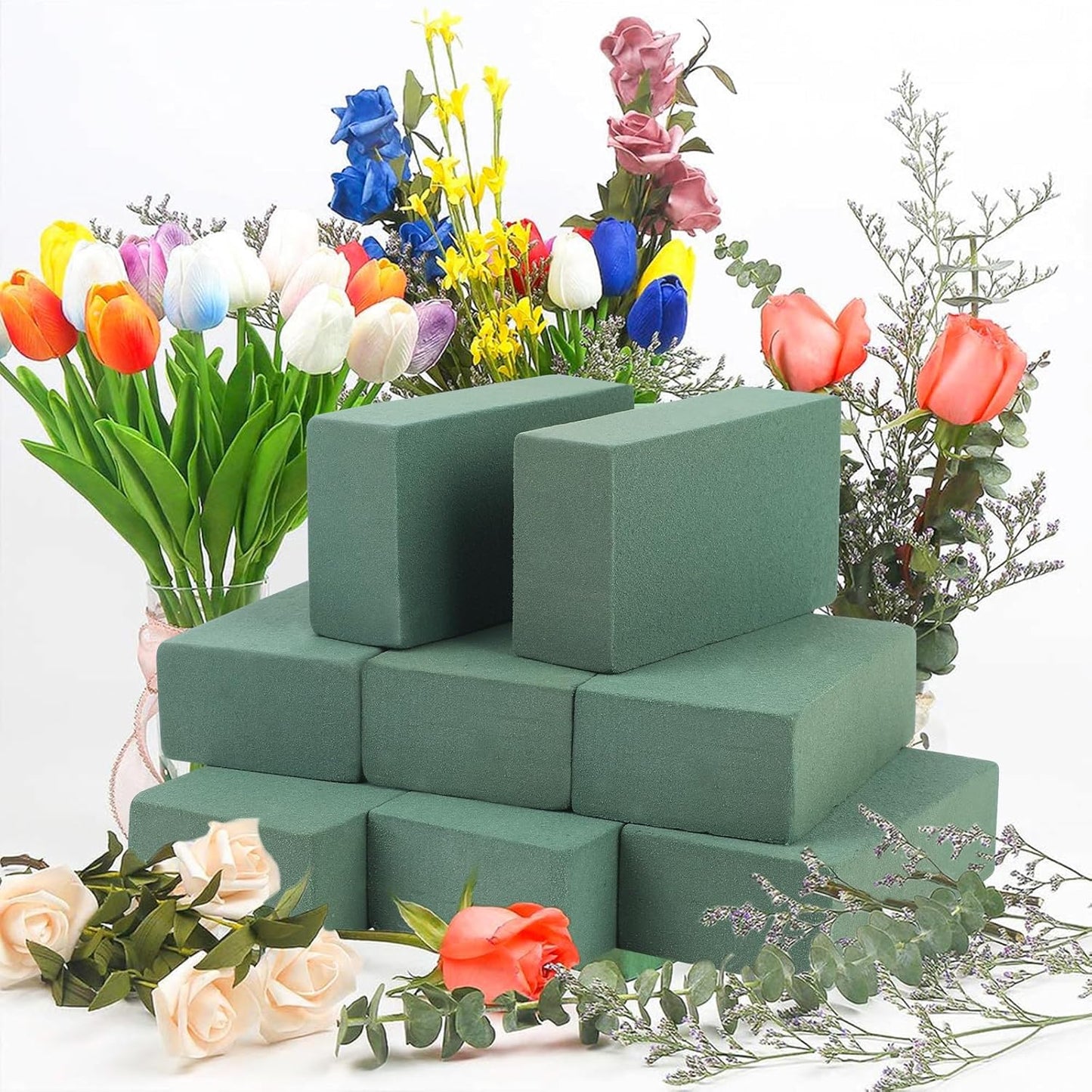 CCINEE 8 Pcs Floral Foam Bricks,Mini Florist Flower Foam Green Blocks Supplies for Fresh and Artificial Flower Arrangements Crafts DIY