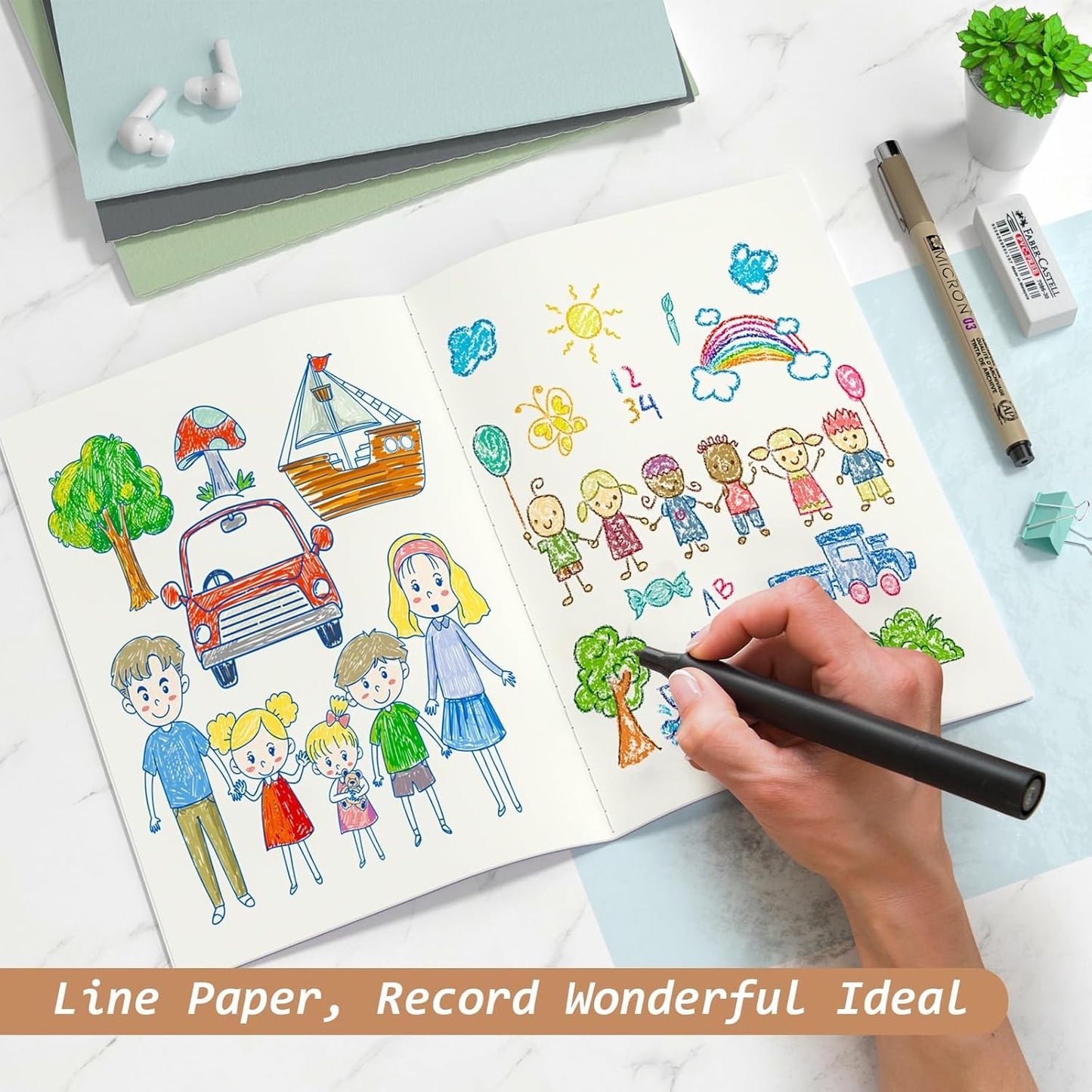 Oucaru Journaling Notebooks A5 Notebook college Blank Sketch Book 16 Pack Small Kraft Notebooks Bulk 8.3x5.5 Inches, 16 Colors Drawing Notebook Soft Cover Steno Pads School Supplies