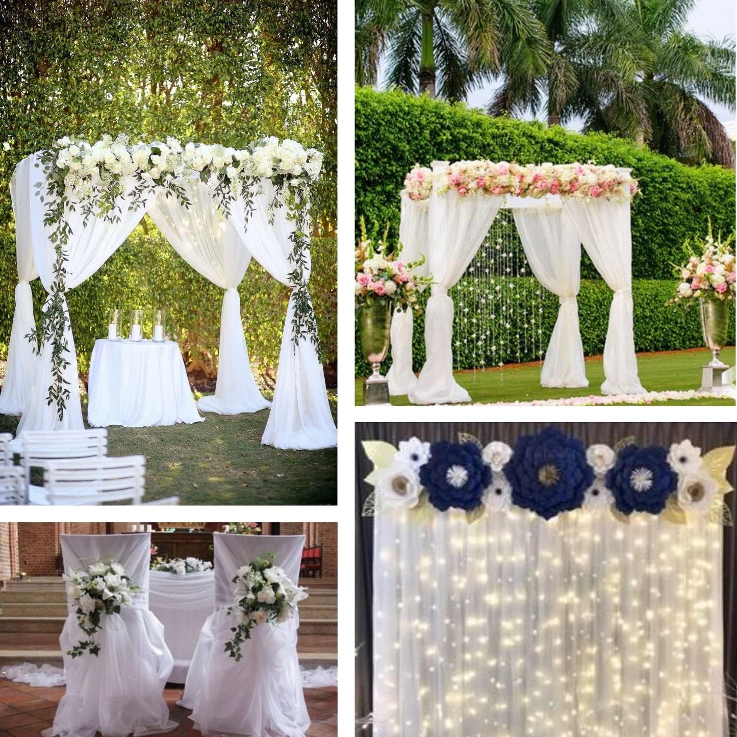 Fynite White Organza Fabric by The Yard | 5 Yard Long | 44" Wide | Bridal Soft Sheer Organza Tulle for DIY Wedding Dress Fashion Craft Decorations