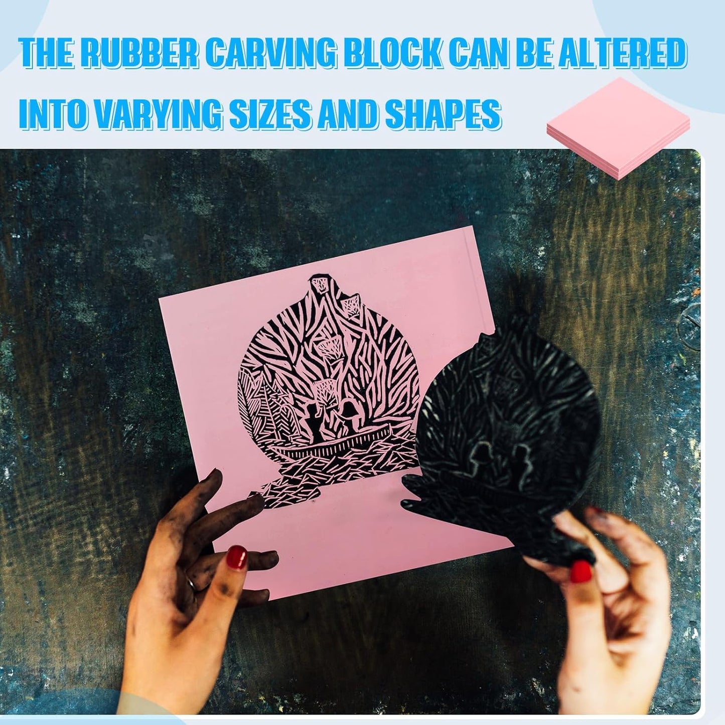 24 Pcs 2" x2" Pink Rubber Art Soft Linoleum Carving Block, Rubber Crafts Linocut Block for Printmaking,DIY Crafting Stamp Carving Block