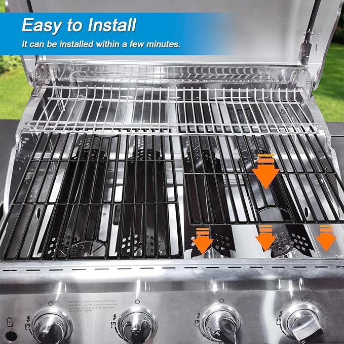 Grill Replacement Parts for Nexgrill 720-0888N - 720-0888s 5 Burner Grill, Heat Plate, Grill Grate for 720-0830H 720-0888, Cast Iron, Porcelain Steel