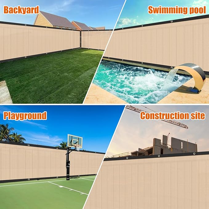 AYOHA 4' x 67' Privacy Fence Screen Fabric Mesh Shade Net Cover, Heavy Duty 160 GSM Privacy Barrier for Chain Link Fence, 90% Privacy Blockage, Excellent Airflow, Cable Zip Ties Included, Beige