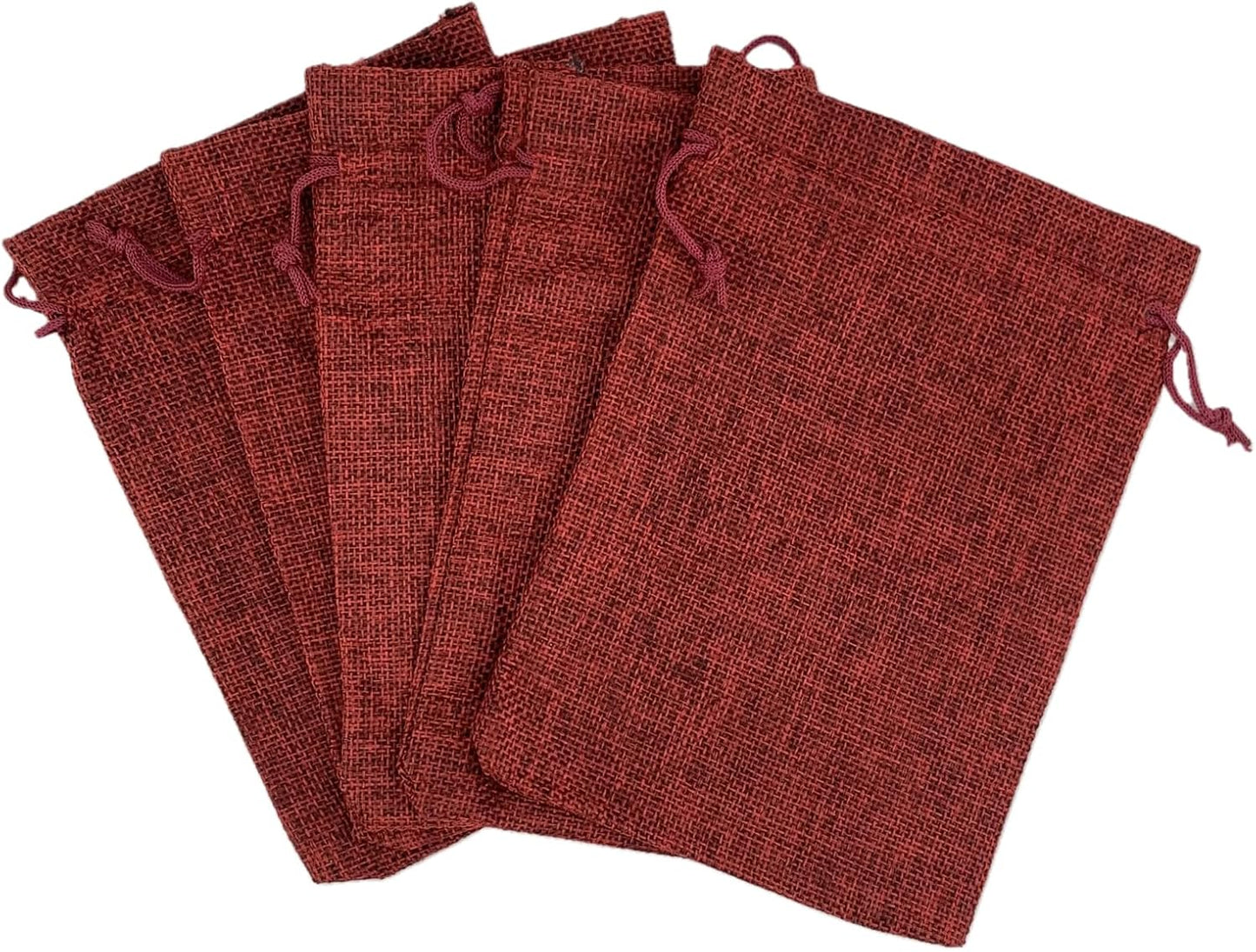 Palmhomee Pack of 25 Burlap Gift Bags with Drawstring Linen Jewelry Pouches Wedding Hessian Jute Bags for Birthday and Treat Pouches Party Wedding Favors Gift (5x7 Inch, Burgundy)