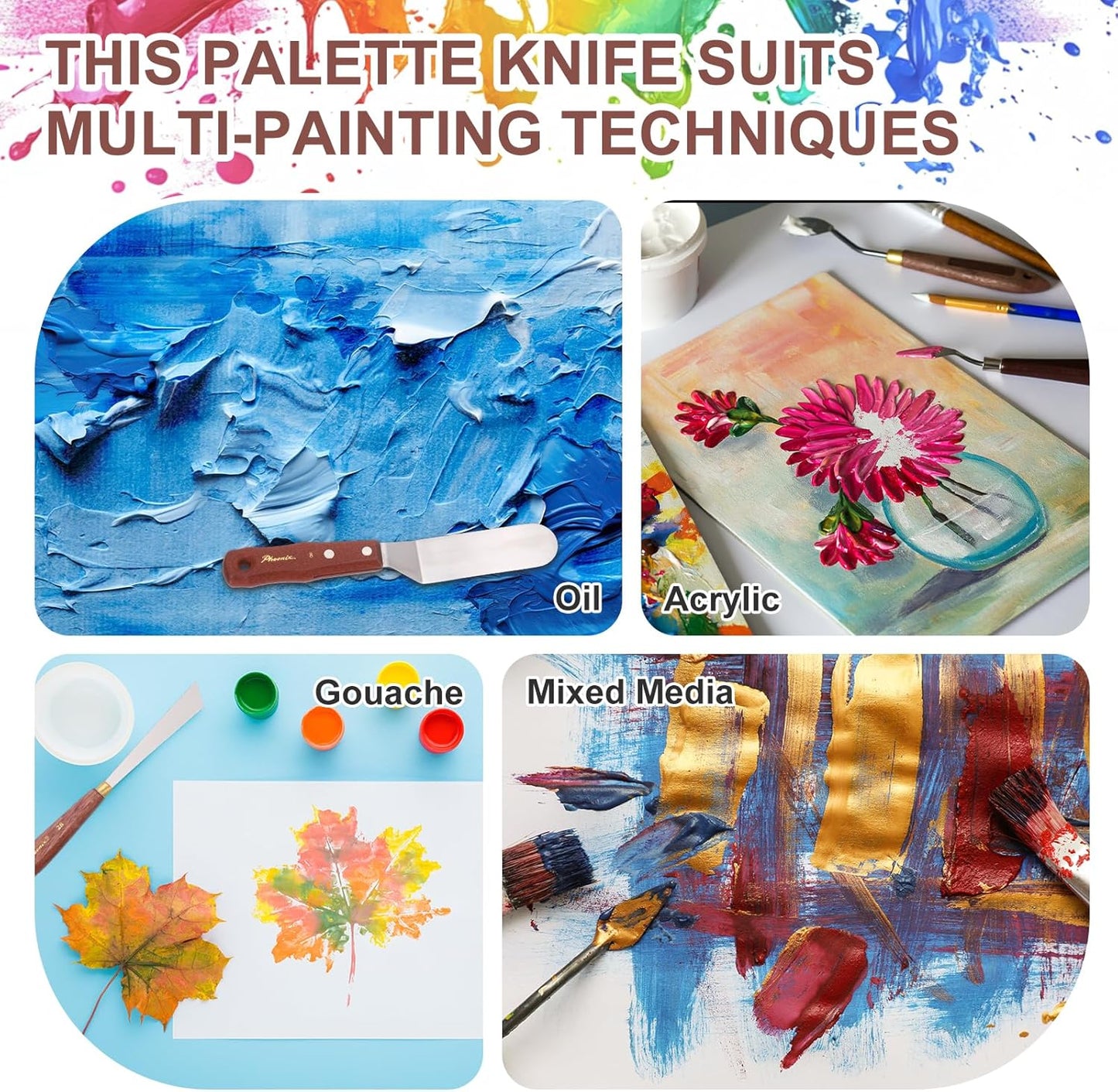 MECCANIXITY Pack of 1 Palette Knife No.23, 7.6" Long Palette Knives with Stainless Steel Flexible Spatula Pallet Knife and Wood Handle for Scraping, Mixing, Oil Acrylic Painting Canvas