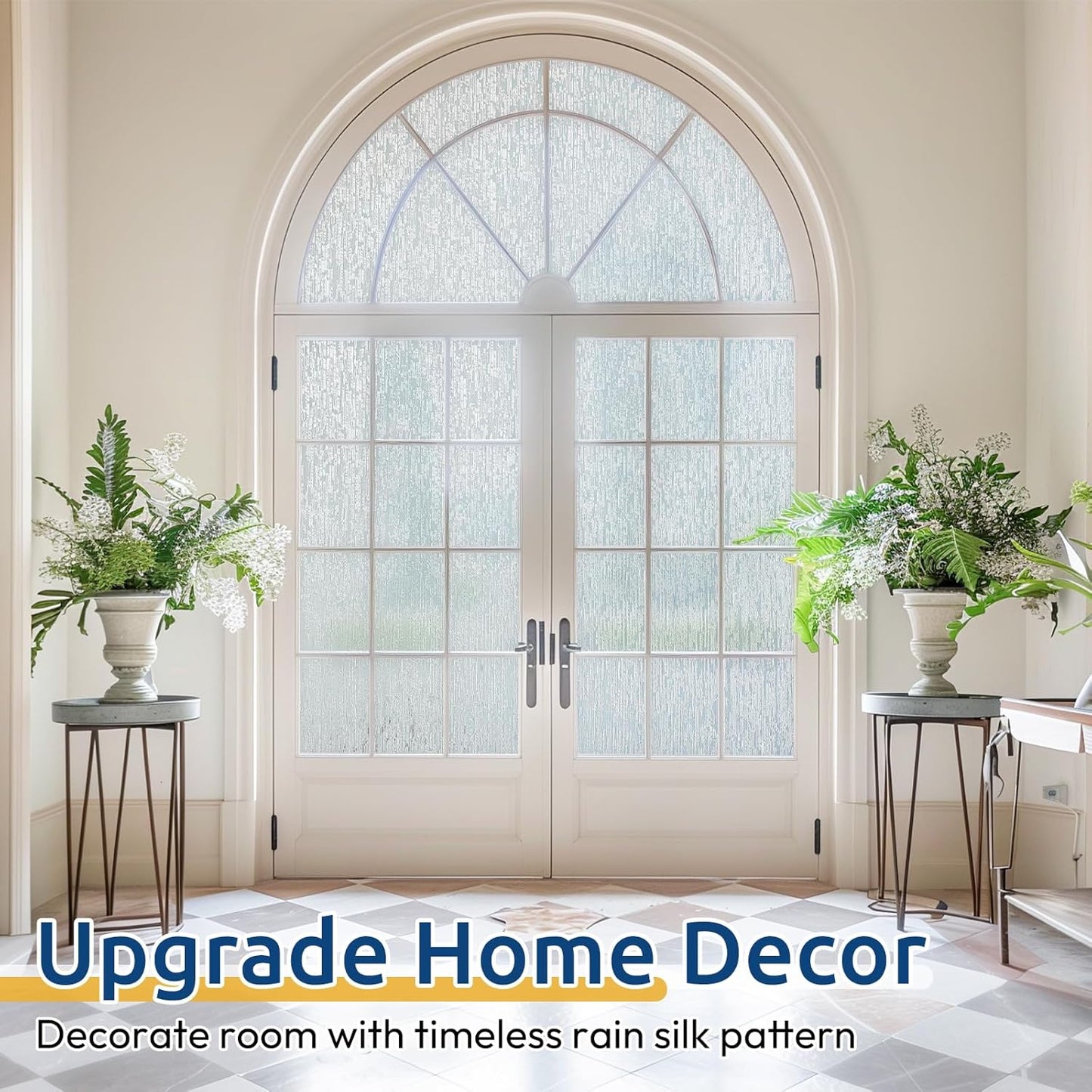 rabbitgoo Window Privacy Film Frosted Glass Clings, Decorative Sun UV Blocking Static Cling Window Covering, Removable Frosting Sticker for Home, Rain Silk, 11.8 x 78.7 Inches