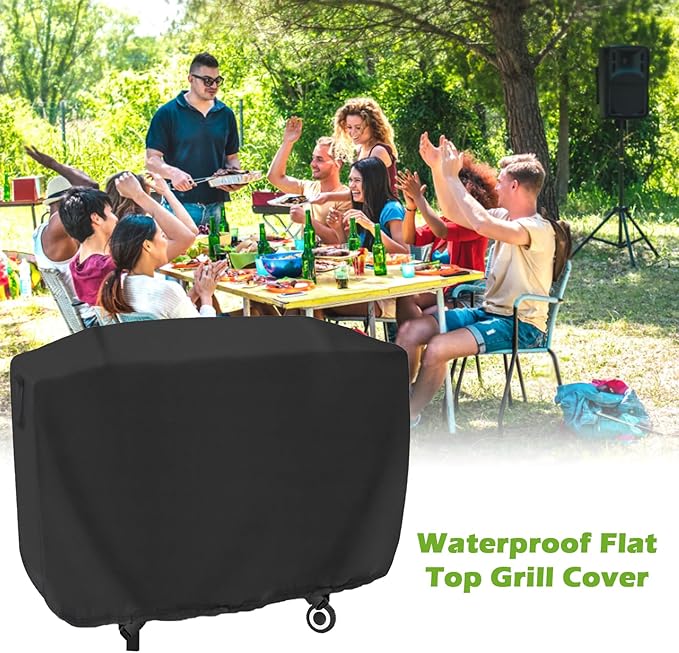 Flat Top Grill Cover Waterproof for Captiva Design 3-Burner Gas Griddle, Heavy Duty 27 inch Flat Iron Grill Cover for Sophia and William Propane 3 Burner Griddle, 53" x 22" x 36"