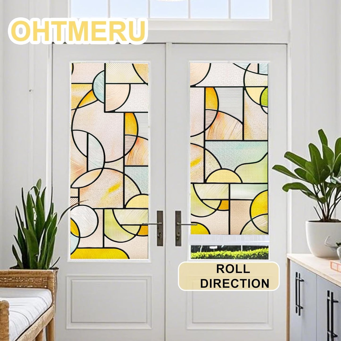 3D Stained Glass Window Privacy Film, Heat Control UV Blocking Static Cling Decorative Window Film for Bathroom,Front Door,Home Non Adhesive,35.4 x 78.7 inches Wilderness