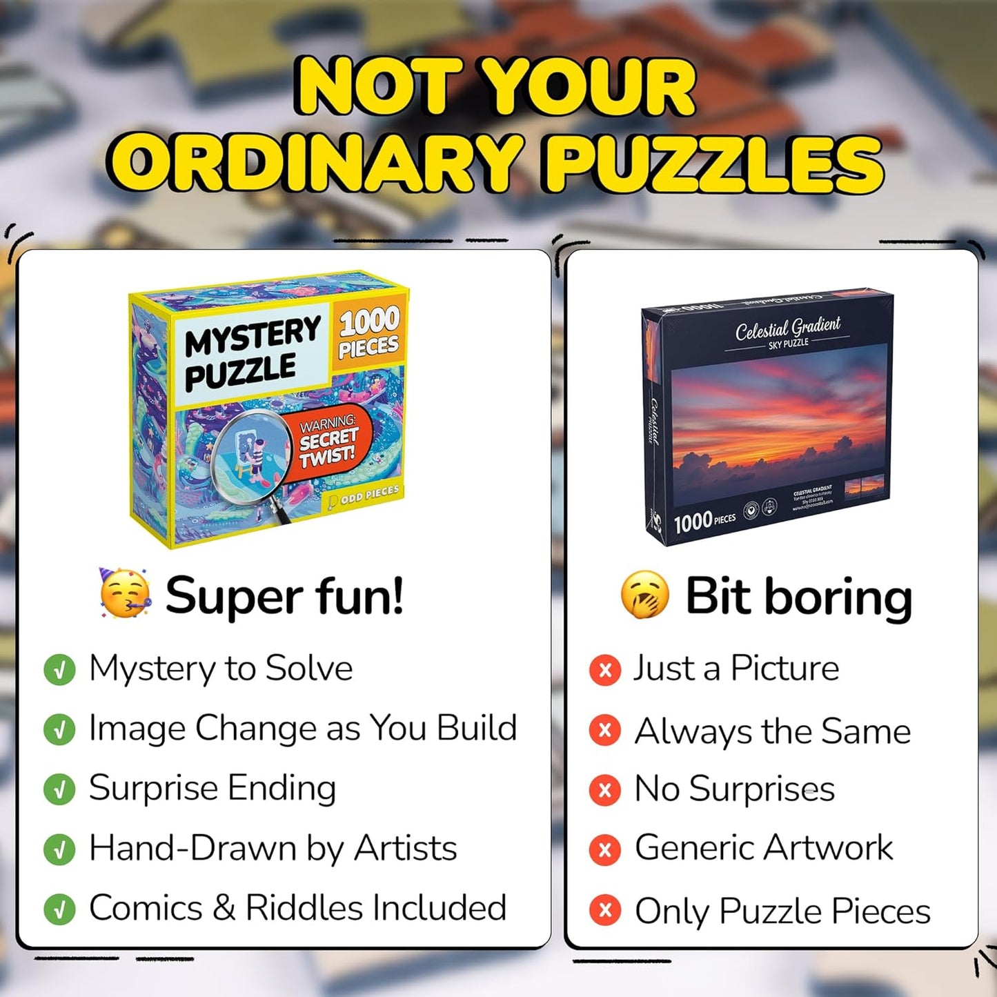 Odd Pieces Jigsaw Puzzles 1000 Pieces - Magic Mystery Story Secret Ending Puzzle - Perfect Game Night for Adults & Kids - Ocean Theme Challenging (Beyond The Kelp)