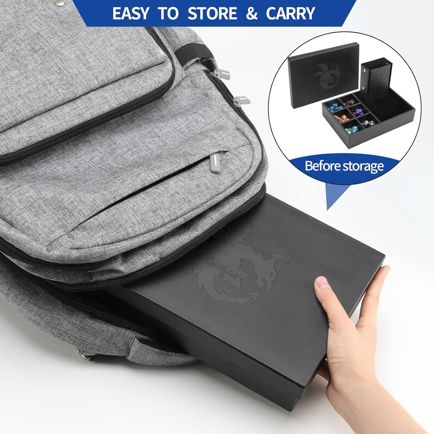 DND Dice Tray and Dice Tower with Storage, 3 in 1 Dice Rolling Tray with Lid, Portable Dice Box Storage, DND dice Holder for Dungeons and Dragons D&D RPG MTG Table Games (Black)