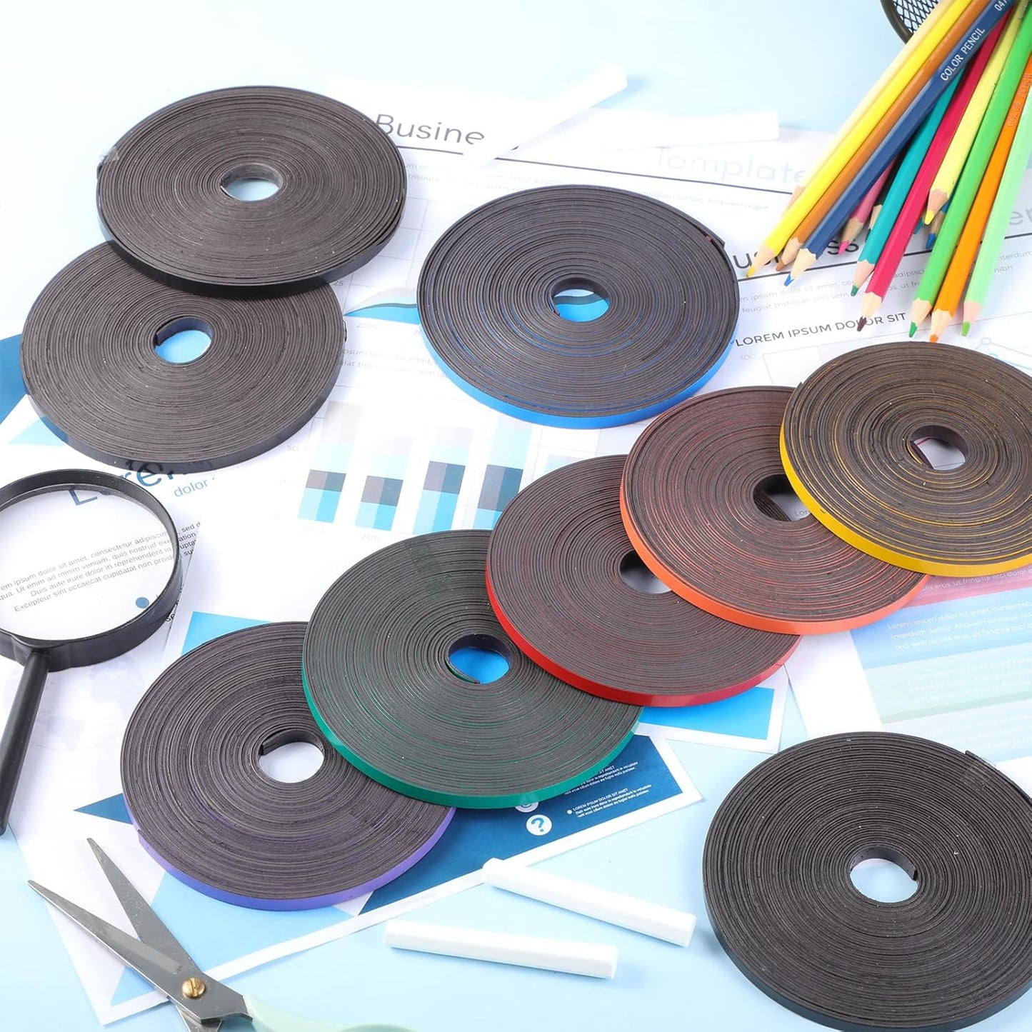 Magnetic Tape Roll Thin Strips, 1/4 Inch x 33 Feet Magnetic Board Dividers Whiteboard Graphic Decorative Tape Marking Line for Classroom Office Art Accessories(Orange)