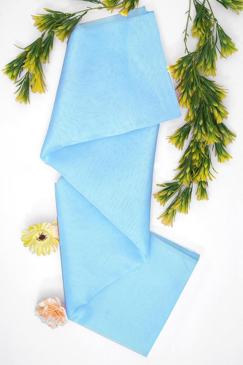 Organza Fabric 5 Yard Bridal Solid Sheer Organza Fabric Bolt for Wedding Dress, Fashion, Crafts, Decorations Silky Shiny Organza 44" - (Baby Blue)