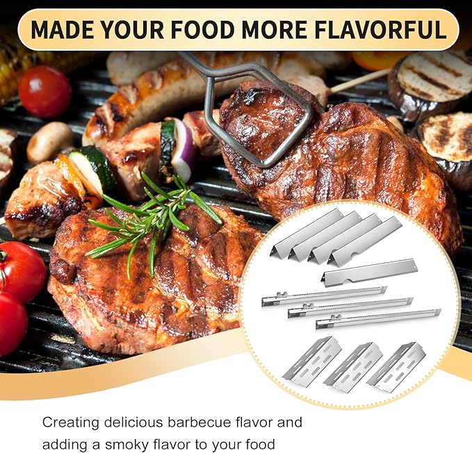 Grill Replacement Parts for Weber Genesis II 300 Series, 17" Flavorizer Bars and Heat Deflector 3 Burner Tubes for Weber Genesis 2 E310 E330 S335 LX 340 GS4 66032 66040 67490, Stainless Steel