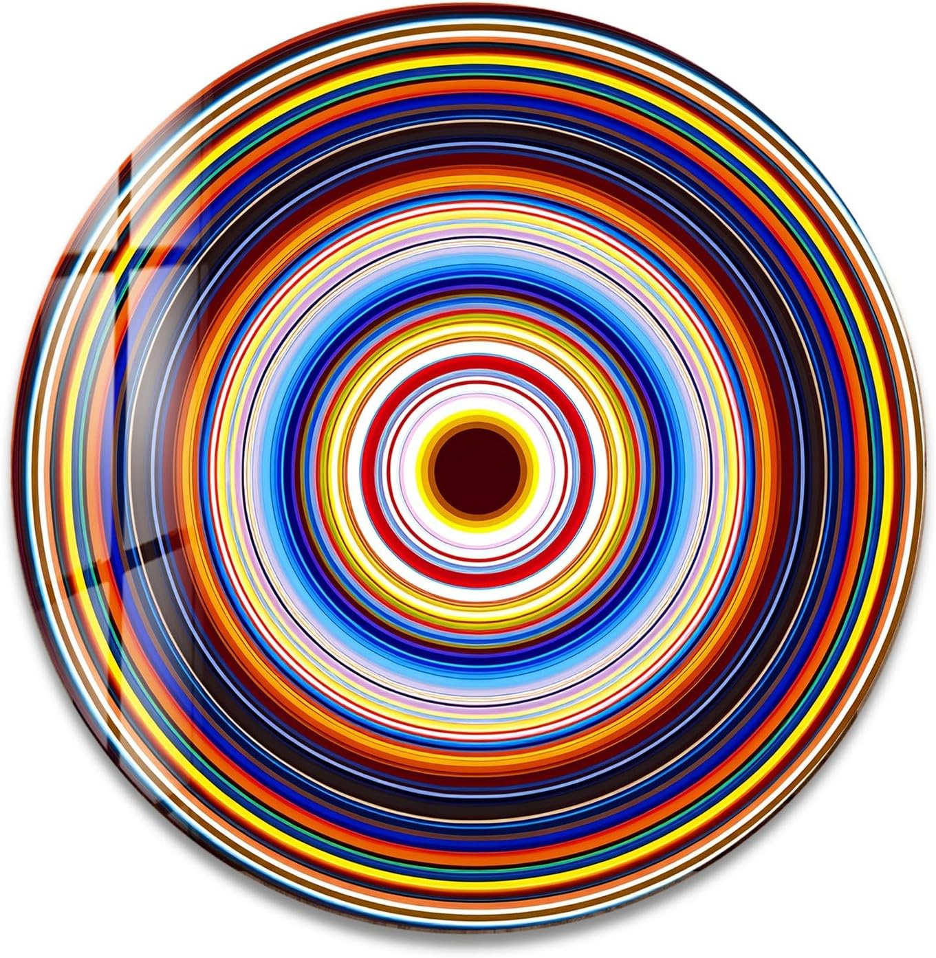 My Photostation.com 10''(25cm) Diameter Colorful Concentric Circles Round Glass Wall Art Tempered Glass Printing Wall Decor Large Wall Art Wall Hangings