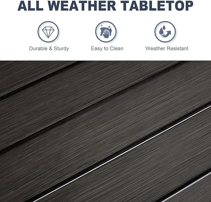 VICLLAX Patio Dining Table, Square Table Metal Outdoor Bistro Table with Rack for Balcony Garden Deck, 28inch Ash Grey