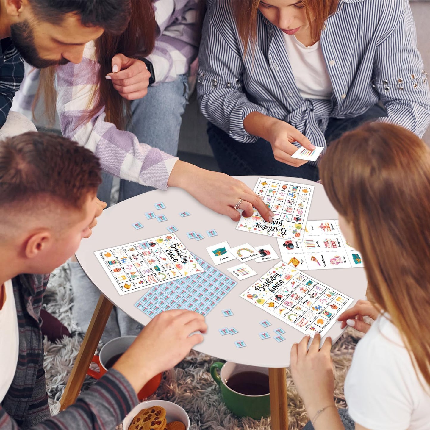 Birthday Party Bingo Game Cards(24 Players), Birthday Bingo Card for Family Friend Adult, Large Group Holiday Party Activity Favor Decoration Supplies -002