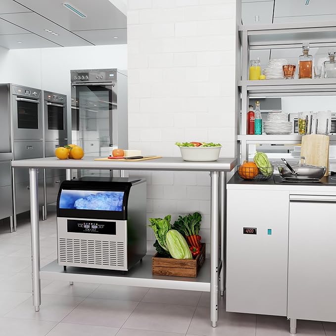 HARDURA All Stainless Steel Table 24X48 Inches Metal Table Commercial Kitchen Prep Table with Adjustable Undershelf NSF for Prep