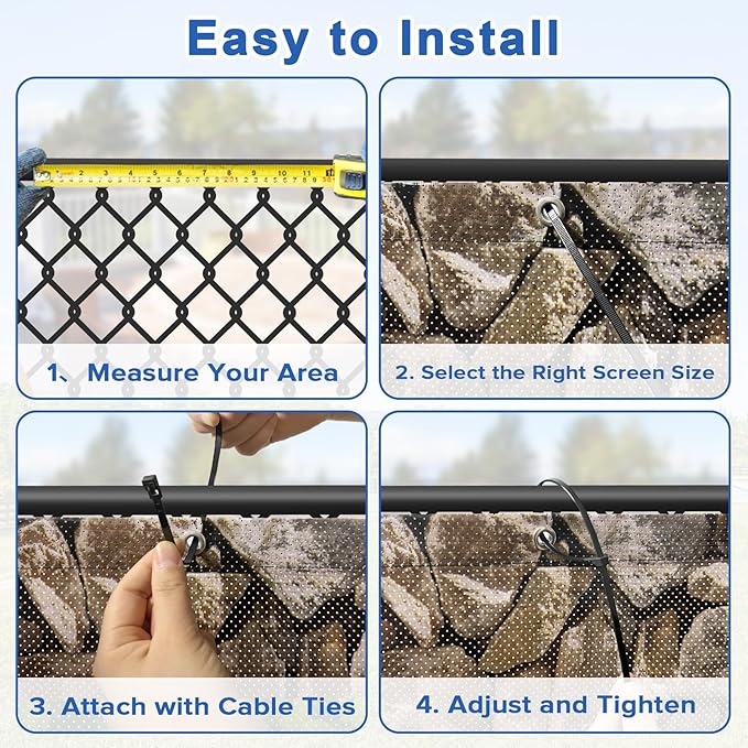 UPGRADE 3'x43'Customized PVC Privacy Fence Screen with Stone Wall Print – Outdoor Waterproof Patio Privacy Cover for Yard, Balcony, Garden Fence Decoration