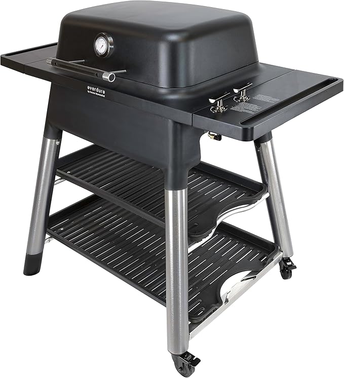 Everdure FORCE 2 Burner Gas Grill, Liquid Propane Portable BBQ Grill with Die-Cast Aluminum Body and Fast-Ignition Technology, 388 Square Inches of Grilling Surface, Adjustable Height, Matte Black