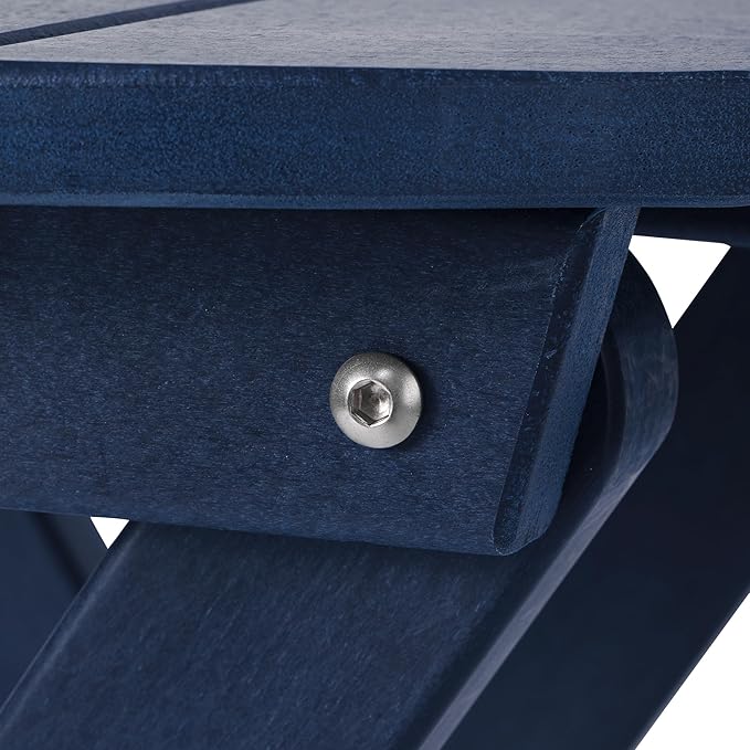 Costaelm Paradise HDPE Outdoor 24.5 Inch Round Portable Folding Patio Dining Table, Navy Blue