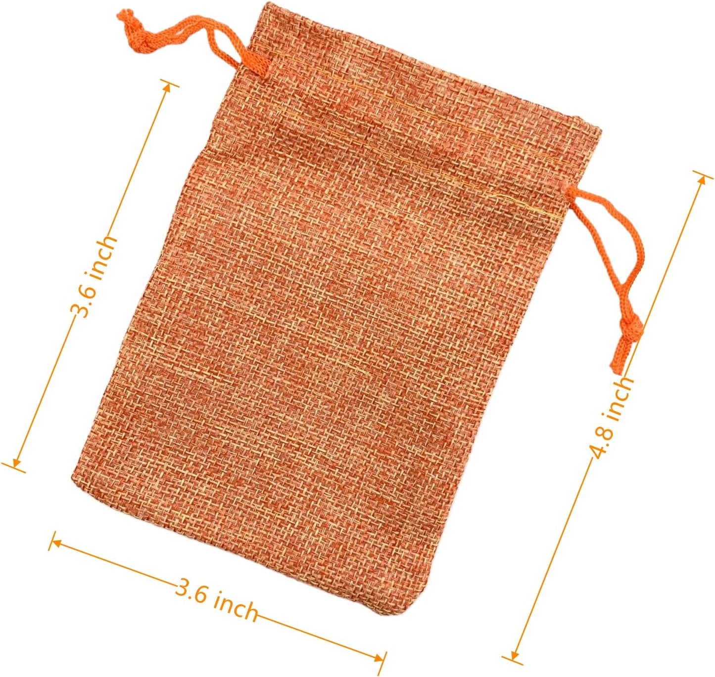 Palmhomee Pack Of 25 Burlap Gift Bags with Drawstring Linen Jewelry Pouches Wedding Hessian Jute Bags for Birthday and Treat Pouches Party Wedding Favors Gift (3.6x4.8 Inch, Orange)