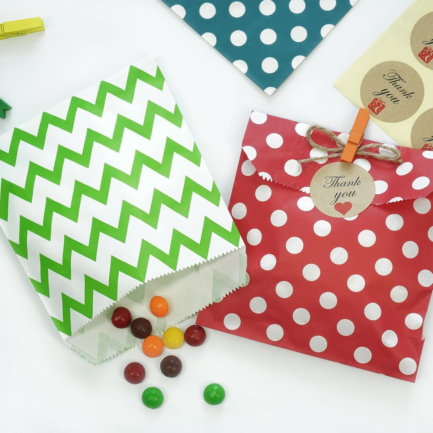 KEYYOOMY 200 Navy Blue Candy Buffet Bags - Small Polka Dot Paper Treat Bags for Wedding & Birthday Party (5x7 inch)