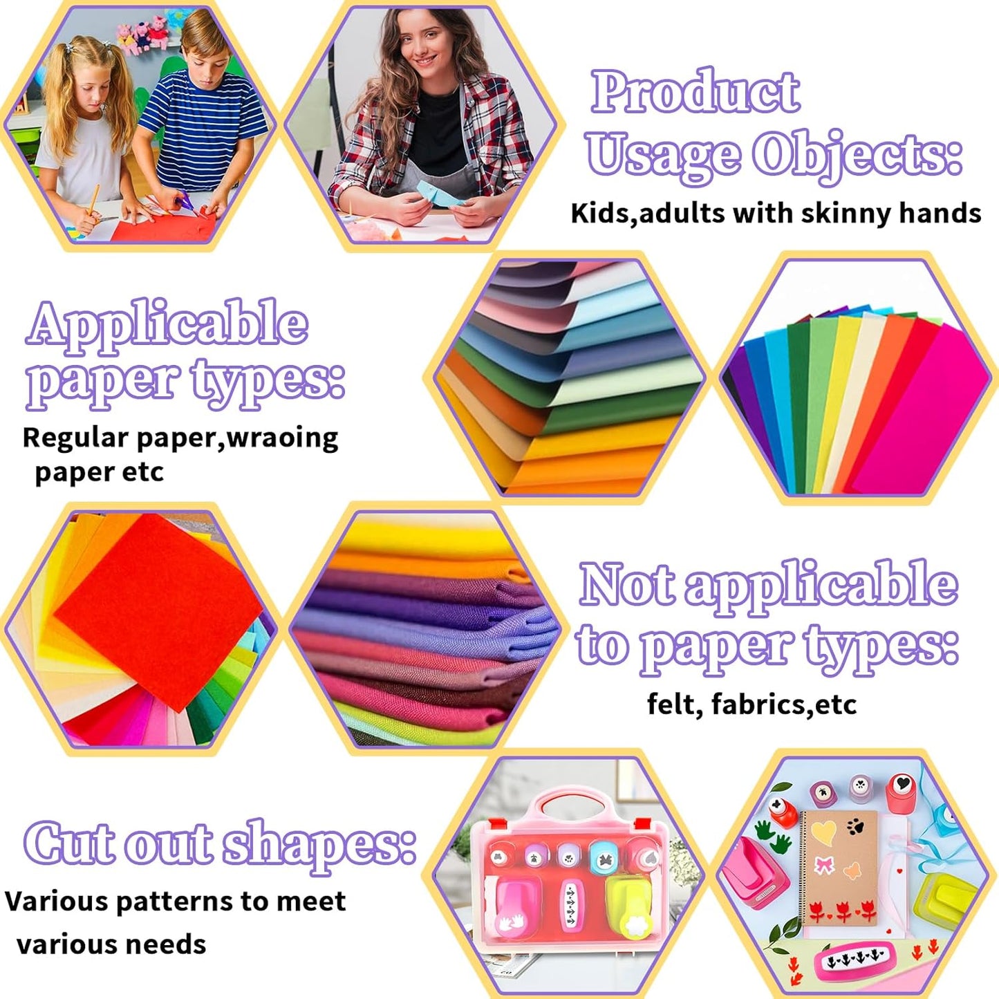 Creative Kids DIY Puncher Craft Set, Paper Hole Punches for Kids, Craft Hole Punch Shapes Set, Shape Cutters for Crafts, Craft Scissors and Hole Punch Set Scrapbook Supplies