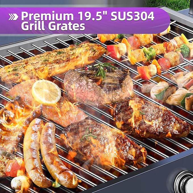 19.5" 304 Stainless Steel Grill Grates for Weber Genesis 300 Series E310 E320 E330 S310 S320 S330 EP-310 EP-320 EP-330 Gas Grills 2-Pack Cooking Grids Replacement Parts for Weber 7524, 7528