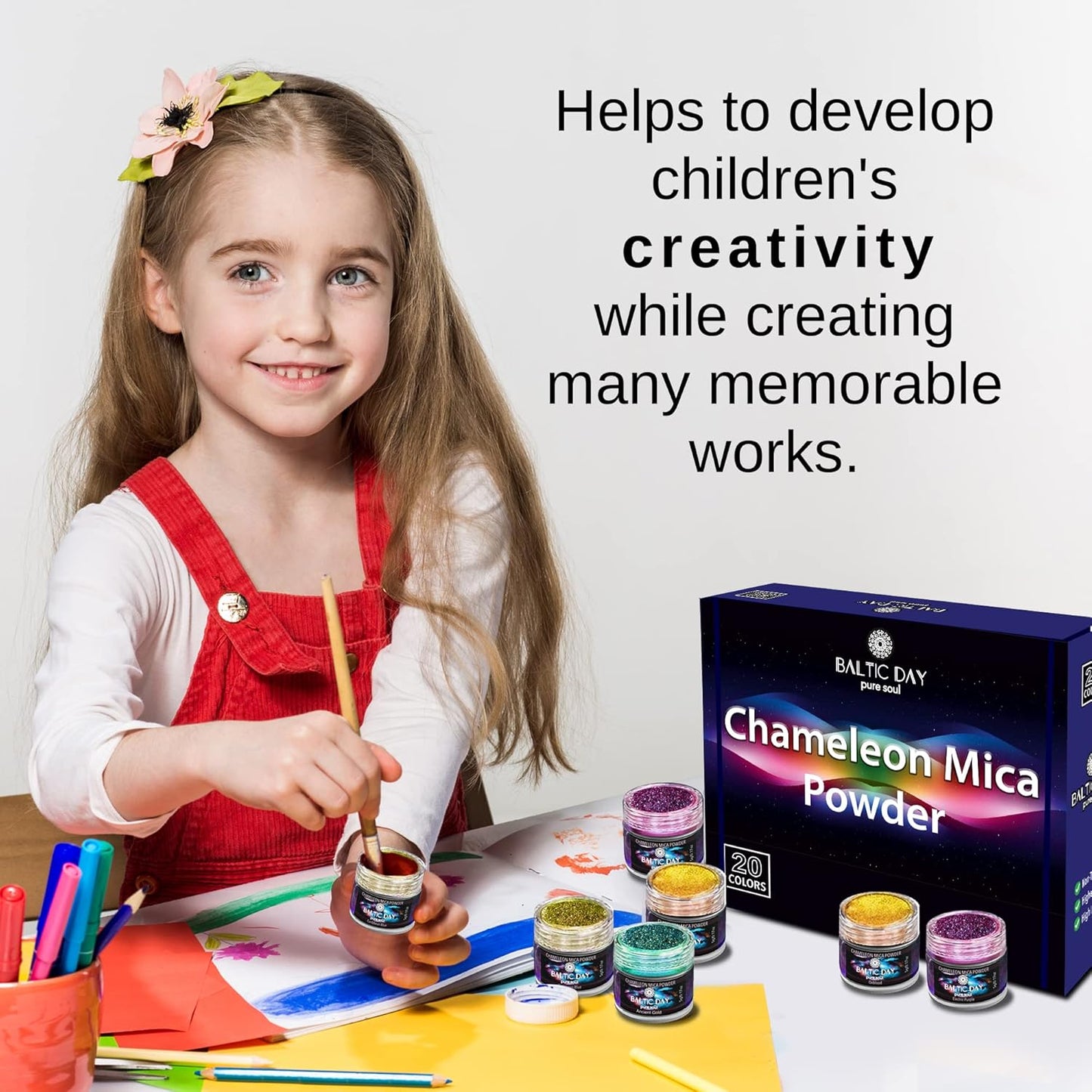 BALTIC DAY - Chameleon Mica Powder, 20 x 5g Jars of Color Shift Mica Powder Set - Epoxy Resin Color Pigment - Chameleon Powder - Holographic Mica Powder for Resin