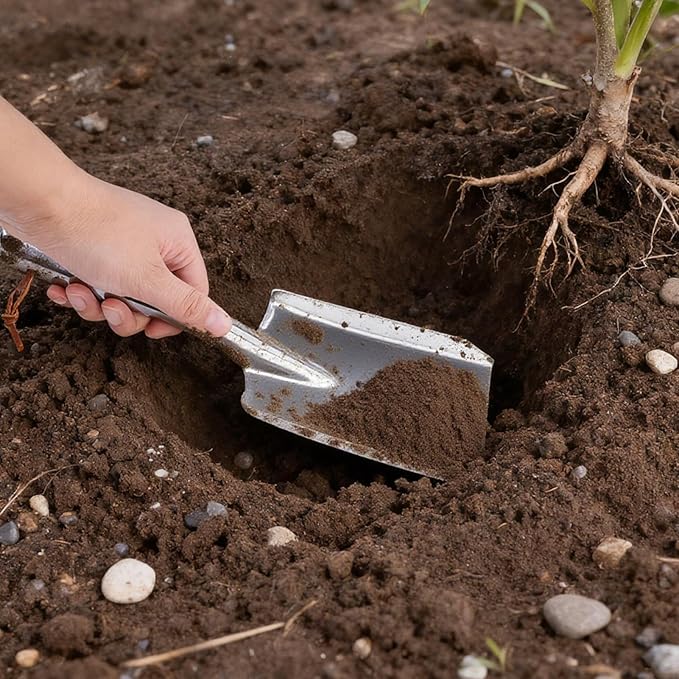 Metal Garden Ash Shovel, Silver, Stainless Steel, Compact Size, for Fireplace, BBQ, Charcoal Cleanup