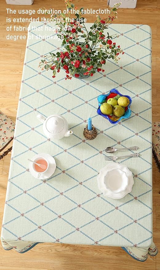 ISAENNE Designer Linen Floral Square Tablecloth,Light Green Farmhouse Durable Table Cloth,Fall Washable Decor Tablecloths for Dining Kitchen Thanksgiving Christmas,67"*67"-Floralsea B