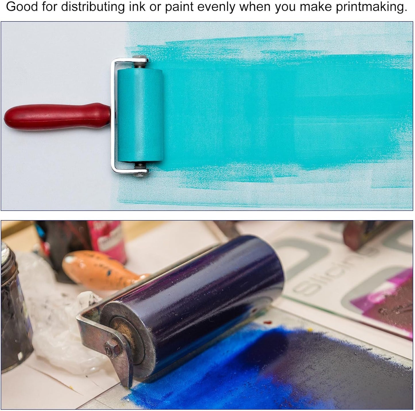 PATIKIL 6 Inch Acrylic Roller Brayer, Clay Rolling Pin Tools with Steel Handle for Wallpaper Printing Printmaking Ink Stamping Tape Construction