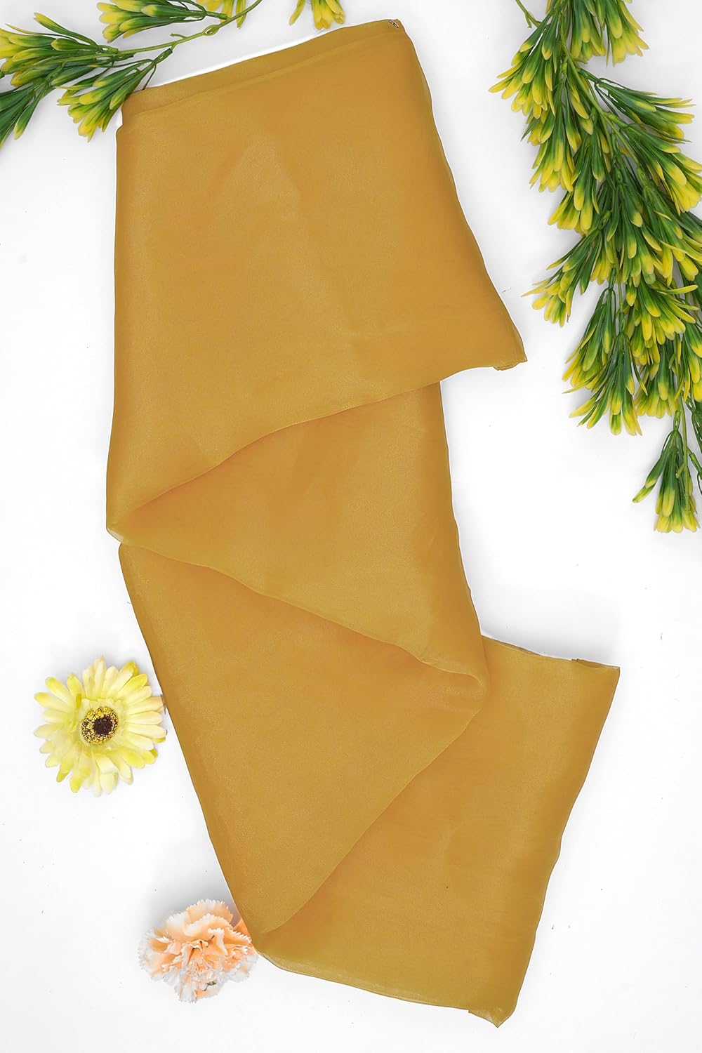 Organza Fabric 10 Yard Bridal Solid Sheer Bolt for Home Décor, Table Décor, Bridal, Fashion, Crafts, Decorations Silky Shiny Organza 44" - (10 Yard, Golden)