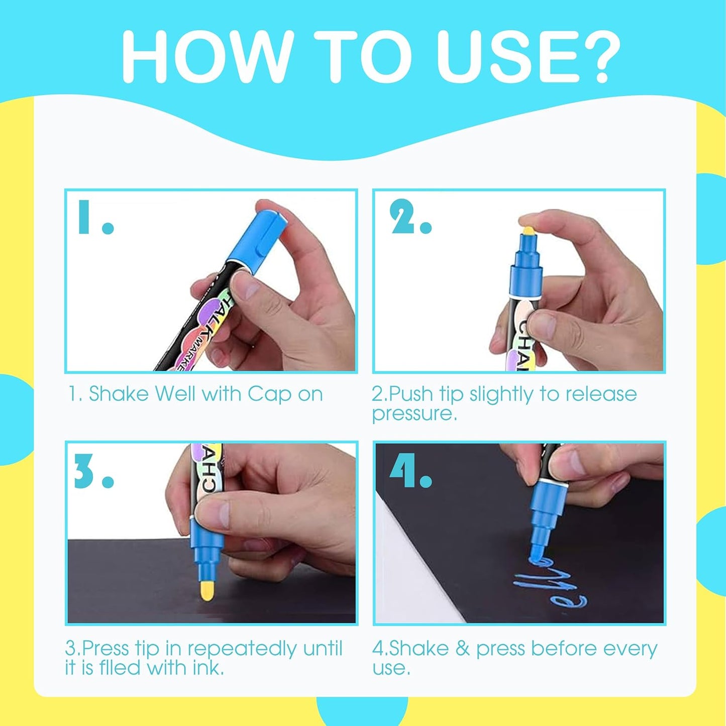 Liquid Chalk Markers for Blackboard, 24 colors Erasable Chalk Markers Pen for Windows, Glass, Chalkboard, Blackboard, Auto, Mirror, Calendar - 6mm Reversible Bullet&Chisel Tip &36pcs Chalkboard Lables