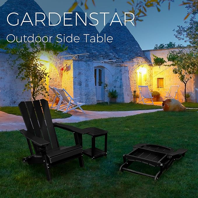 Adirondack Square Outdoor Side Table,2-Tier Storage Patio Side Table, HDPE End Tables for Backyard Pool Porch Garden Lawn