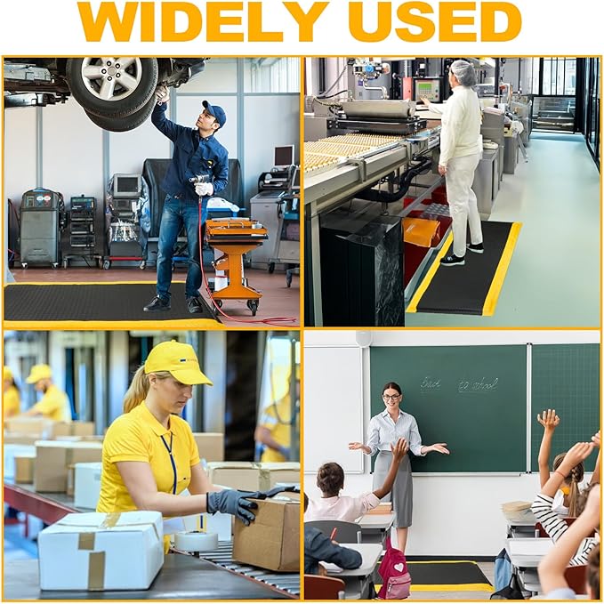 3 x 5 FT Industrial Anti Fatigue Mats, 15/16 Inch Thick Soft Sponge Ergonomic Mat, Nonslip Diamond Plate Work Mat, for Relieving Soreness in The Back and Legs