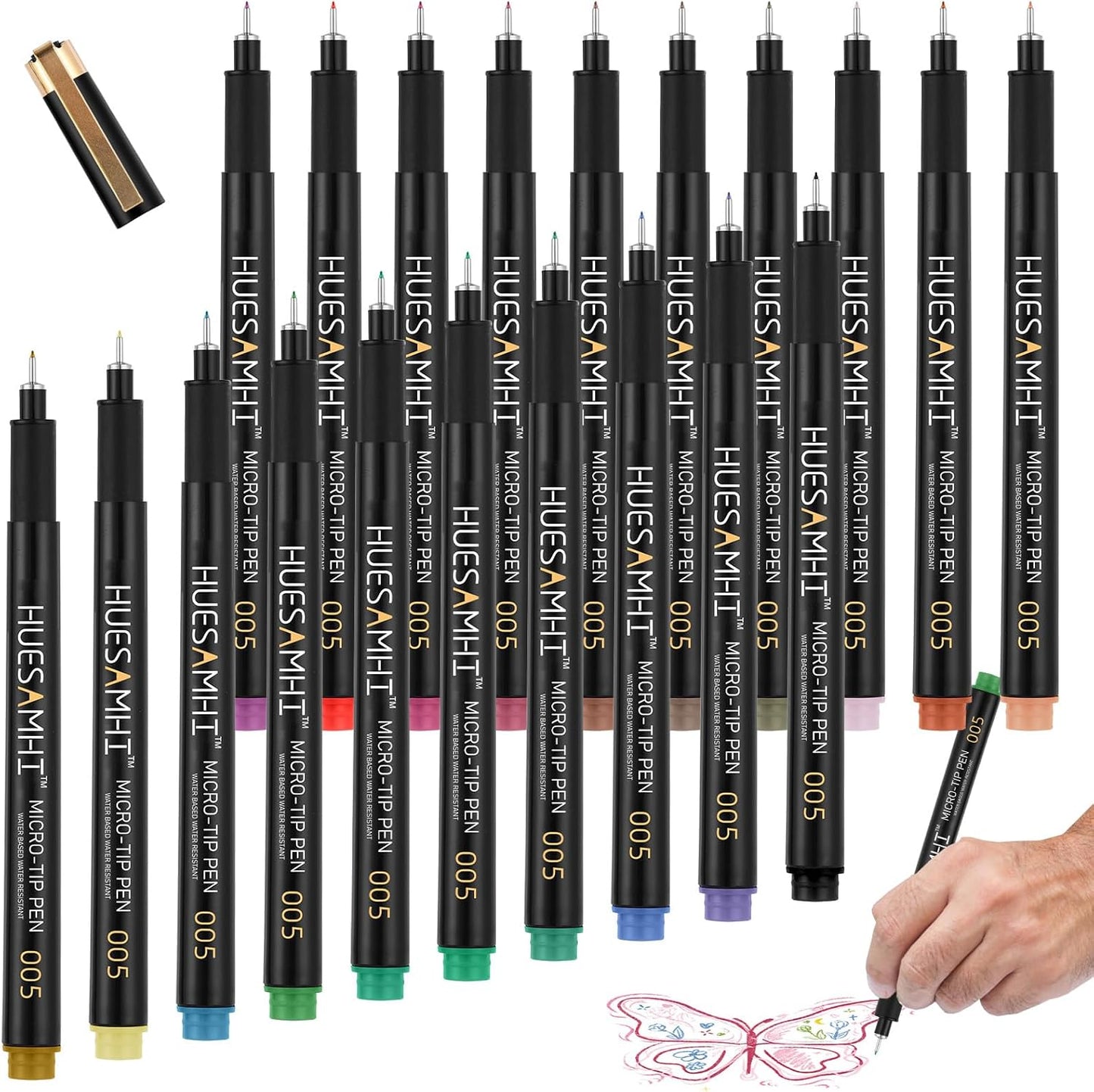 005 Micro Pen,20 Colors Waterproof Ink 0.20mm Fine Tip FineLiner Pens for Art Illustration,Sketching, Anime, Bullet journal,and Technical Drawing