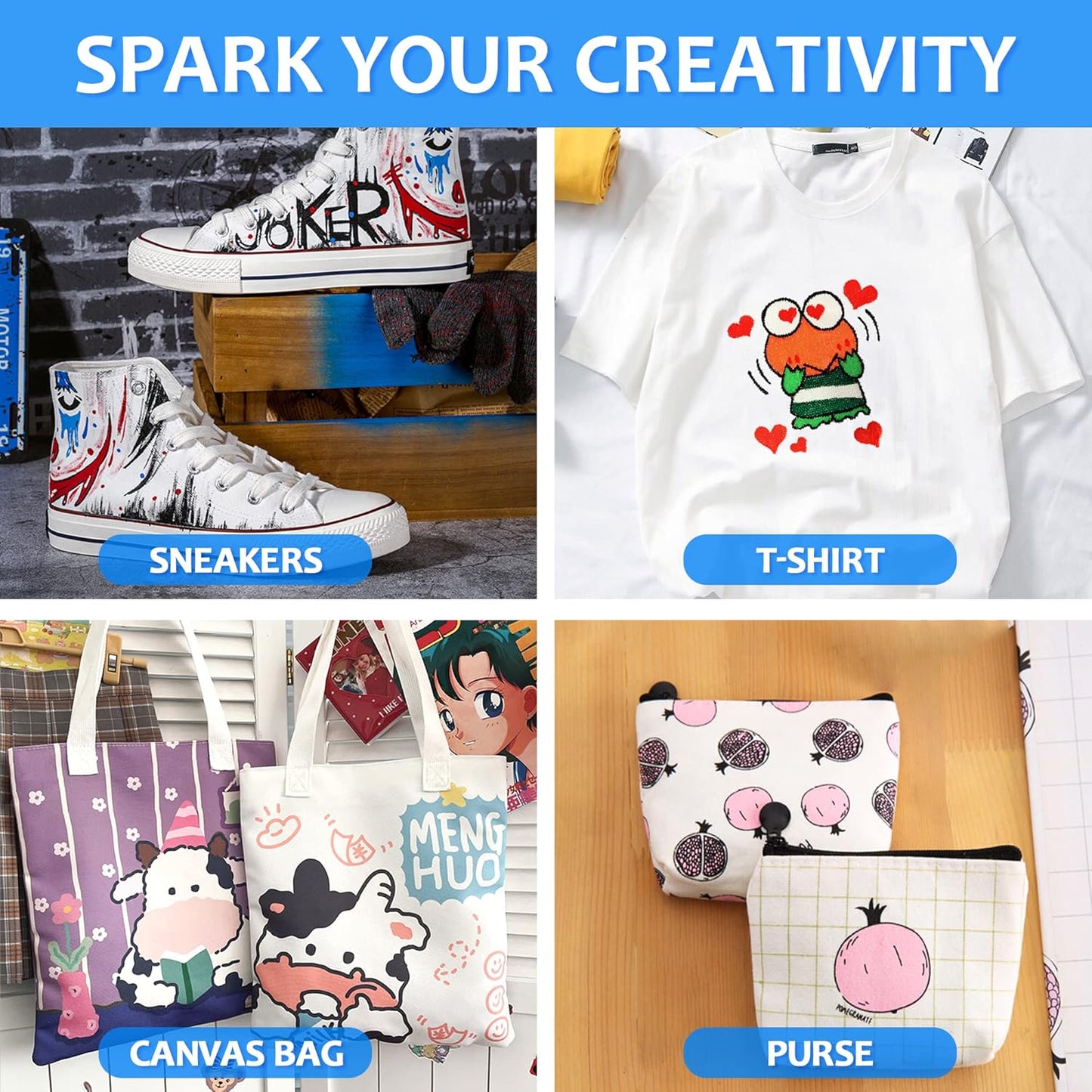 Shuttle Art Dual Tip Fabric Markers, 30 Colors Permanent No Bleed Pens for T-Shirts Sneakers, Non-Toxic & Child Safe for Kids Adult Painting Writing