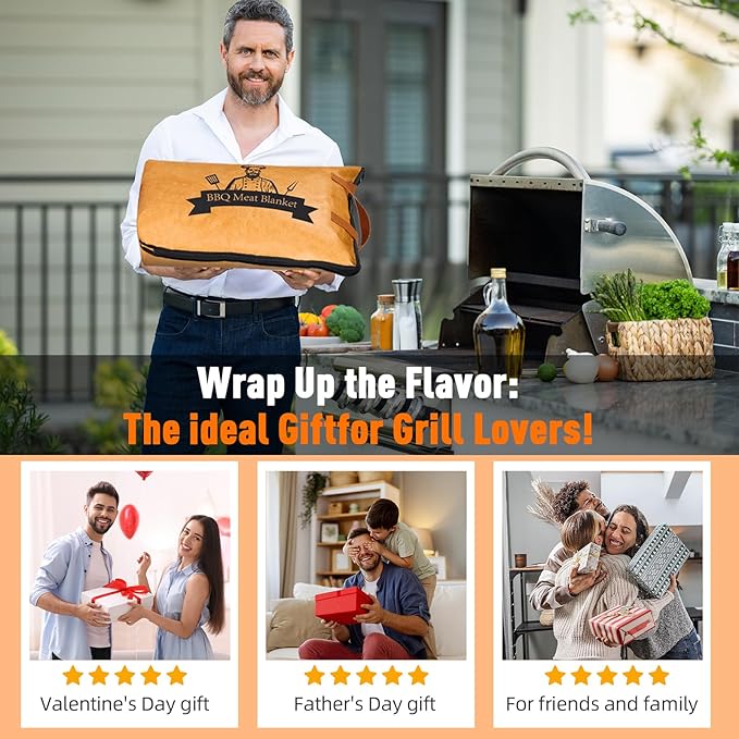 21in BBQ Blanket for Resting Meat - Smoking Meat Insulated Bag for Brisket/Beef/Pork Shoulder/Turkey - Valentines Day Gifts Birthday Anniversary Smoker Accessories Gift for Men