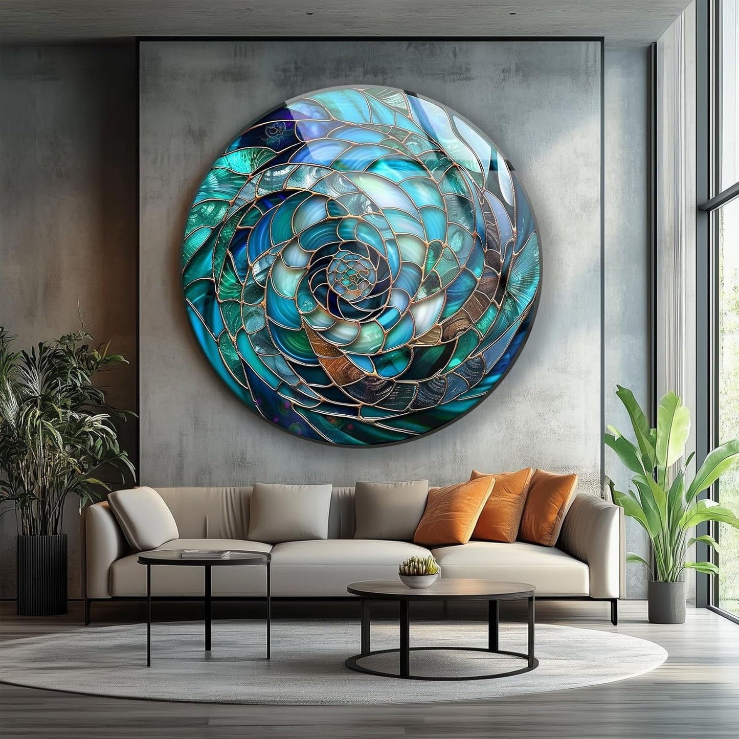 My Photostation.com 10''(25cm) Diameter Ocean Vortex Spiral Round Glass Wall Art Tempered Glass Printing Wall Decor Large Wall Art Wall Hangings