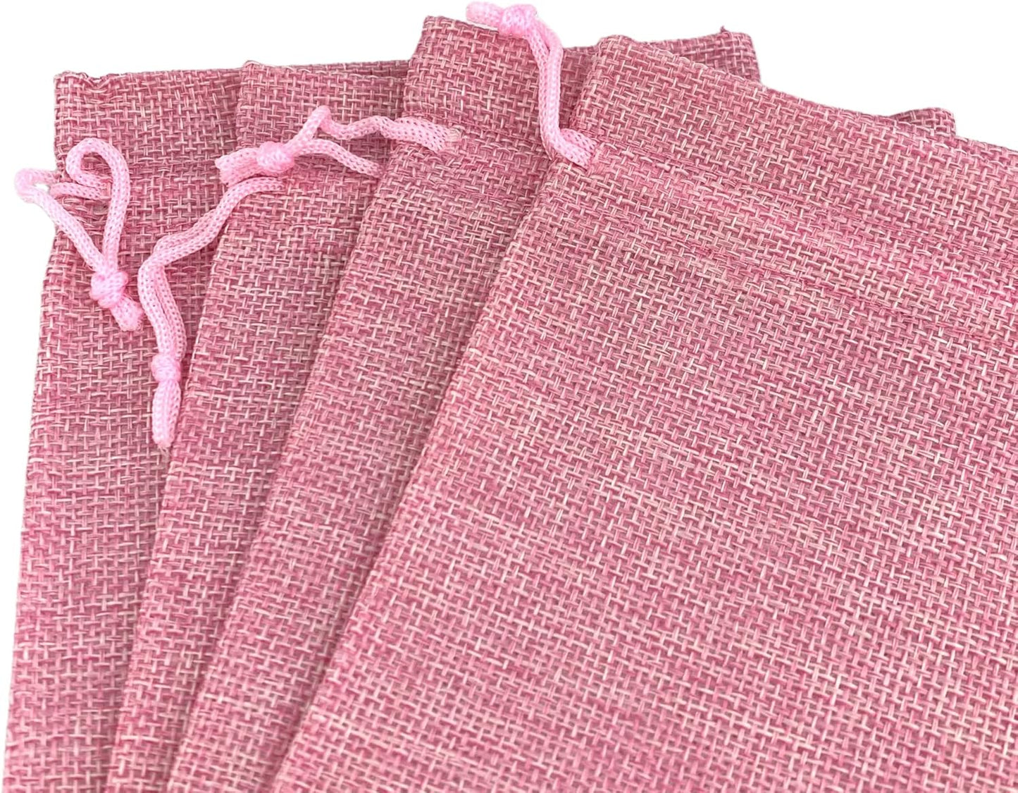 Palmhomee Pack of 25 Burlap Gift Bags with Drawstring Linen Jewelry Pouches Wedding Hessian Jute Bags for Birthday and Treat Pouches Party Wedding Favors Gift (5x7 Inch, Pink)