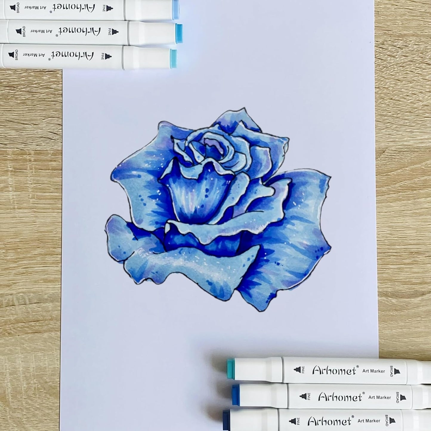 6Pcs Blue Colors Sea Ocean Sky Alcohol Markers Set, Dual Tips Art Markers Clear Blending Pen Drawing Sketched Double Tipped for Adults Kids Artists (Blue)