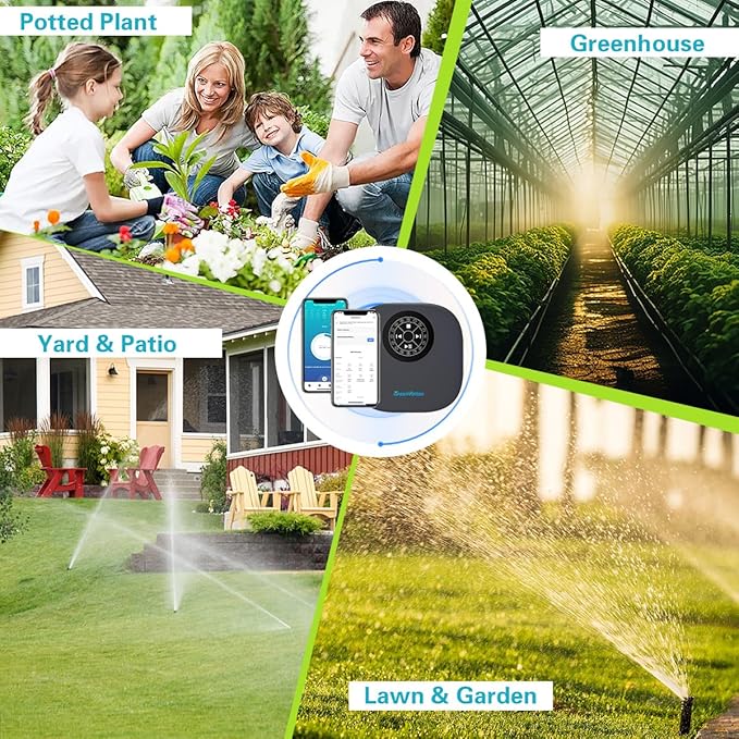 Smart Sprinkler Controller, 16-Zone/Station Irrigation System with APP Remote Control, GreenVation 2.4G/5GHz WiFi Water Timer for Outdoor Garden/Yard/Lawns (16 Zone)