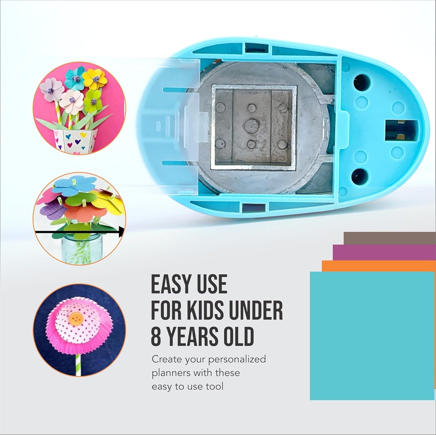 BearBoss Square Paper Punch Set, 5 Different Sizes, Scrapbooking Crafting Tool, Classic White