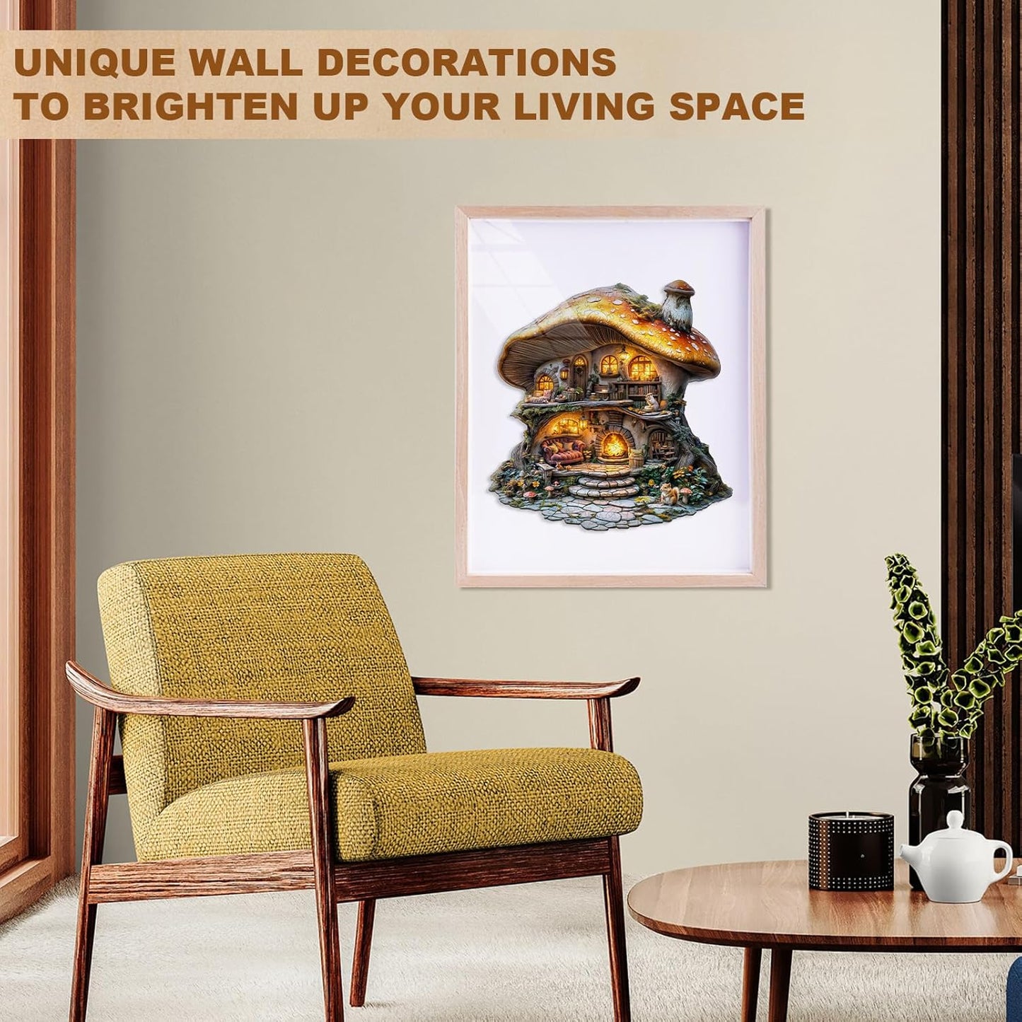 Wooden Puzzles for Adults, Mushroom House Puzzles, Wood Adult Puzzle, Birthday Gifts for Puzzle Lover (L-13.1 * 13.4 in 290pcs)