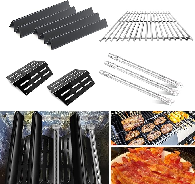 Flavorizer Bars,Heat Deflectors,Grill Burner and Grill Grid for Weber Genesis 300 Series Grills with Front Control Knob, Genesis S310 S320 S330 E310 E320 E330