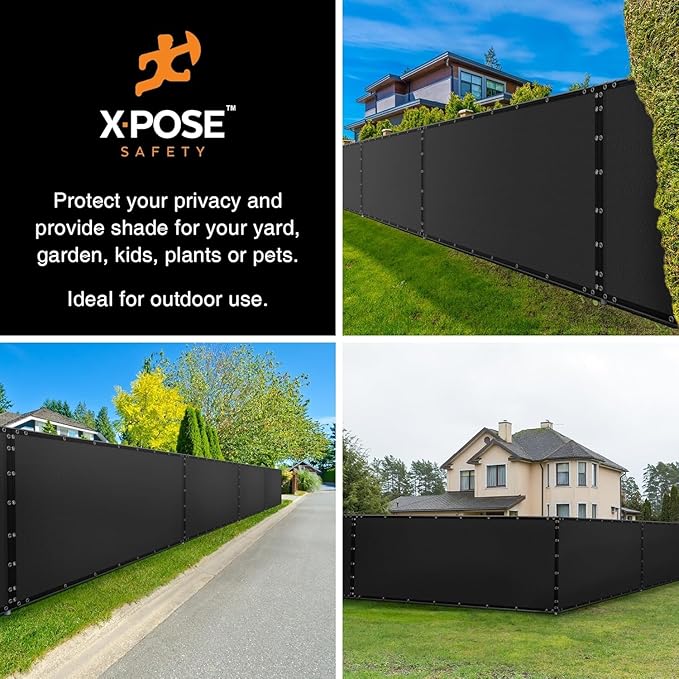 Xpose Safety Privacy Fence Screen 5’ x 50’ (24 Pack) – Heavy Duty Black Mesh with 90% Visibility Block, UV Protection – Includes Cable Ties – for Garden, Yard, Nursery, Kennel, Dog Run, Greenhouse