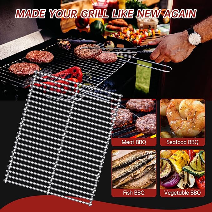 BBQ Grill Grates Replacement for Cuisinart Gas Grill CGG-200, CGG-220, CGG-240 Accessories, Stainless Steel Cooking Grate Grids Gas Grill Parts 18 Inch for All Foods Portable Gas Grillls