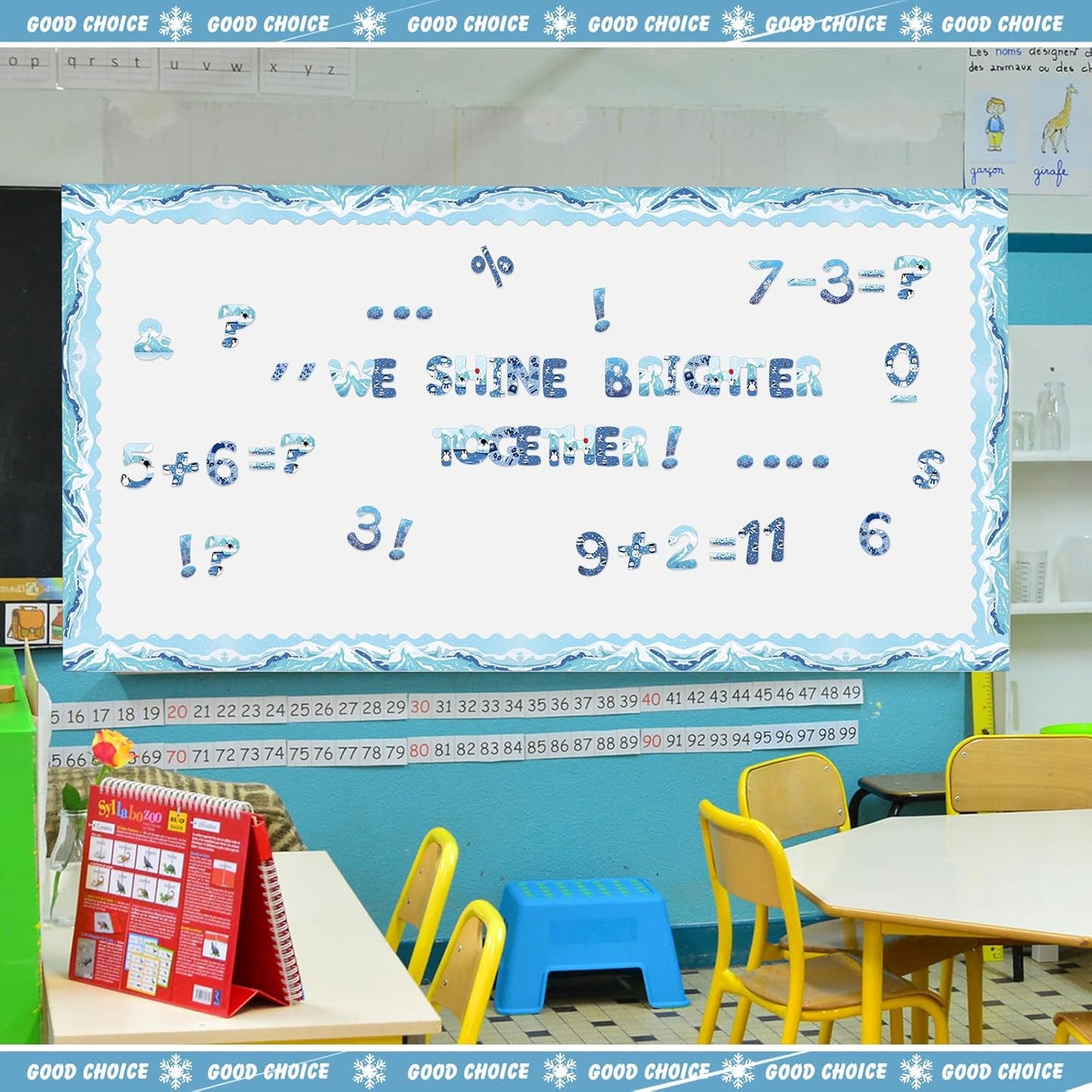 221 Pcs Classroom Bulletin Board Letters Colorful Alphabet Cutouts Number and Punctuation Symbol Combo Letter Cutouts for Wall Chalkboard Poster Board Decor (Blue Round)