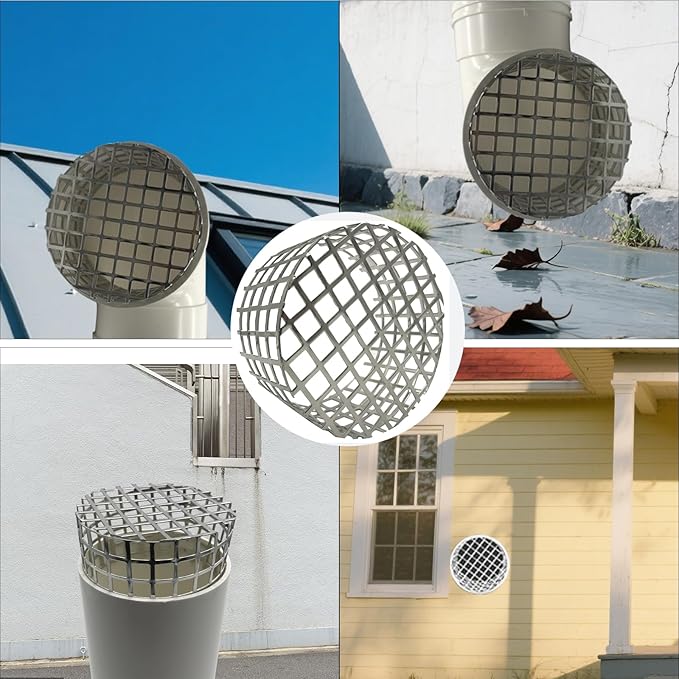 PVC Termination Mesh Vent Cover Cap, 304 Stainless Steel for 4.24" to 4.34" ID PVC Pipes – Furnace, Roof Vent, Exhaust Pipe Protector – Rustproof, Debris & Bird Guard – Conical Design for Max Airflow